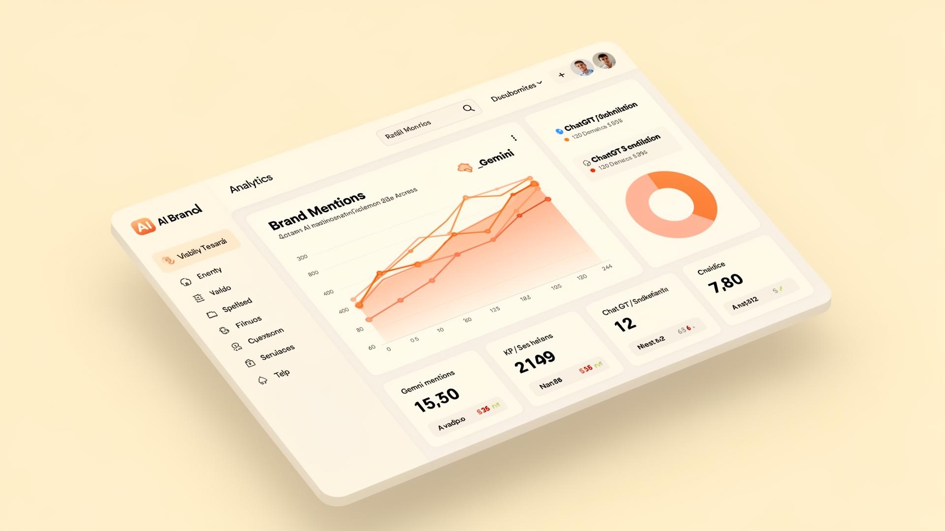 webem.io dashboard showing AI brand mentions across ChatGPT, Gemini and Claude